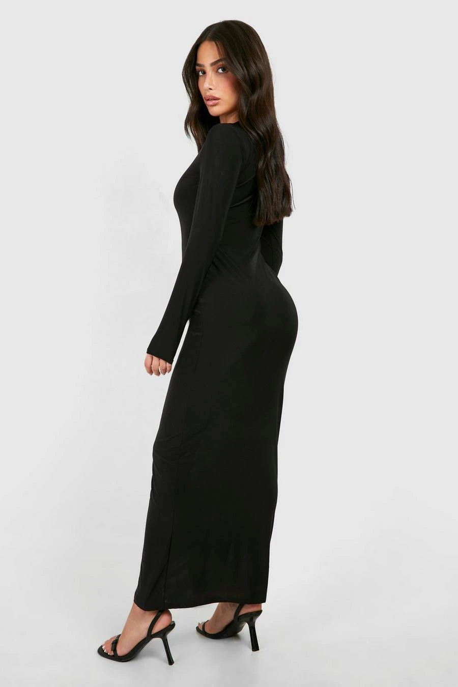 BOOHOO Petite Slinky Scoop Neck Long Sleeve Maxi Dress 2 BOOHOO Petite Slinky Scoop Neck Long Sleeve Maxi Dress - Image 2
