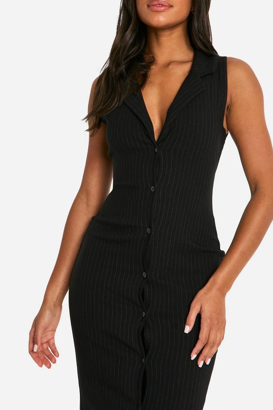 BOOHOO Pinstripe Bengaline Blazer Midaxi Dress 4 BOOHOO Pinstripe Bengaline Blazer Midaxi Dress - Image 4