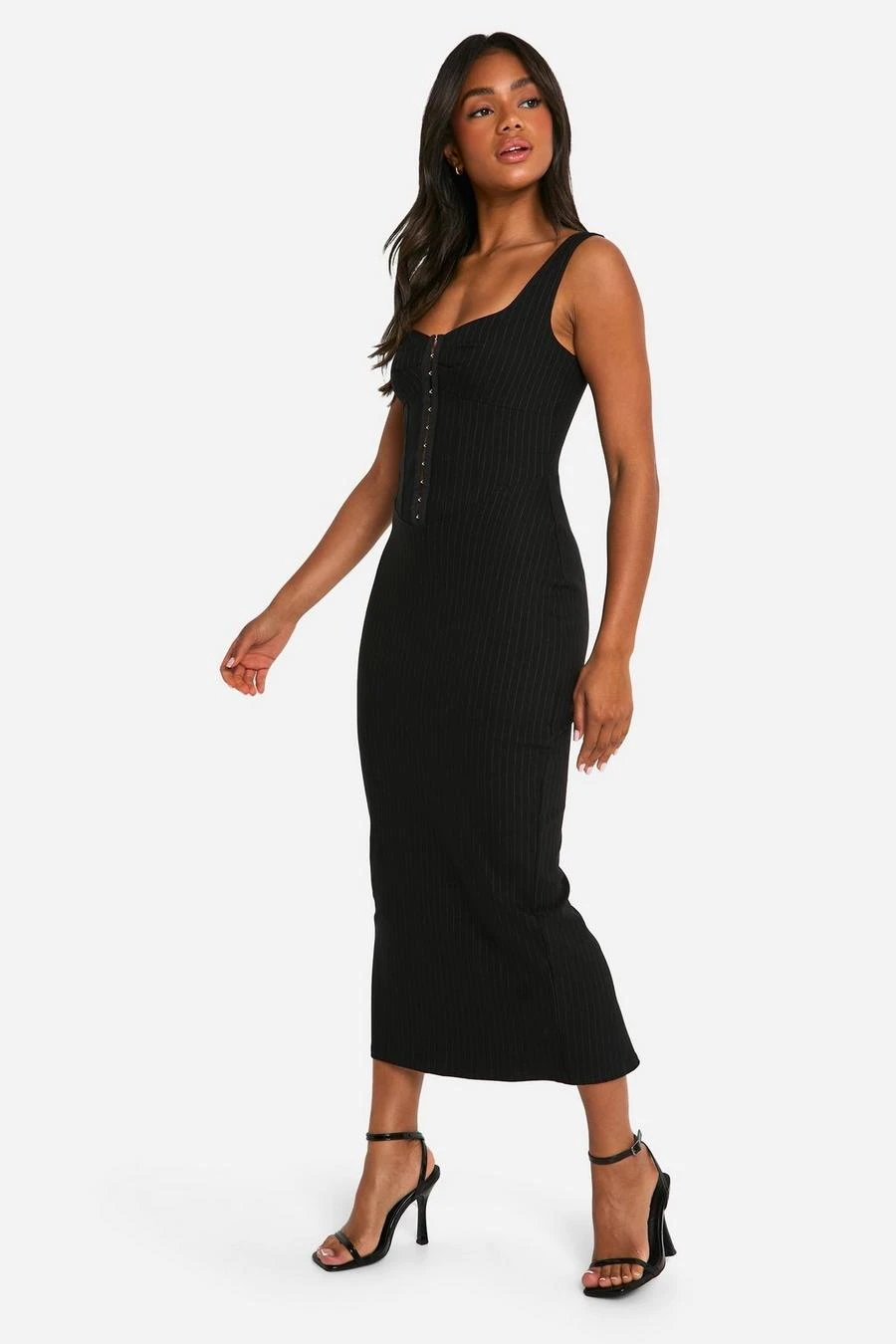 BOOHOO Pinstripe Bengaline Hook And Eye Midaxi Dress 3 BOOHOO Pinstripe Bengaline Hook And Eye Midaxi Dress - Image 3
