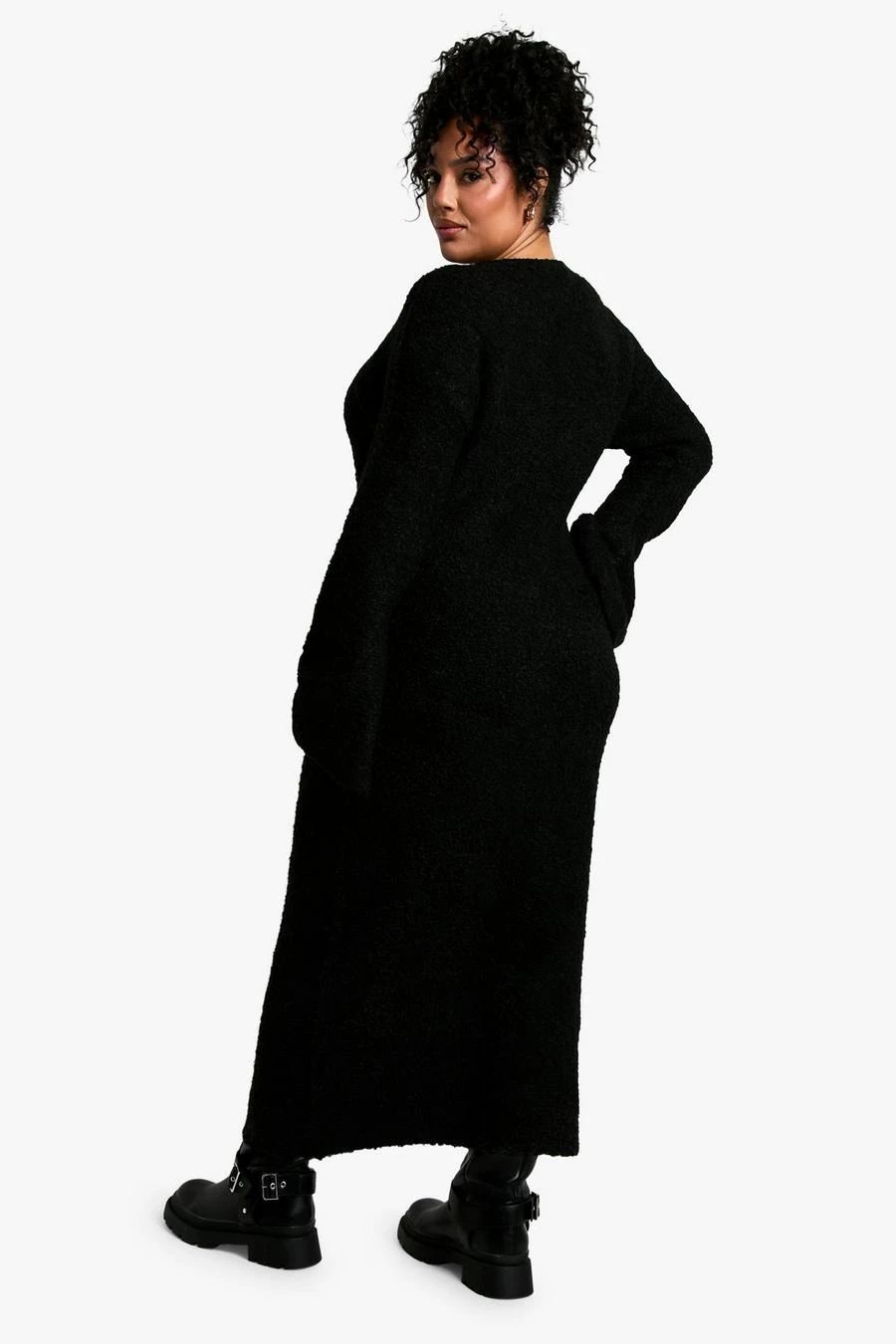 BOOHOO Plus Borg Flare Sleeve Knitted Maxi Dress 2 BOOHOO Plus Borg Flare Sleeve Knitted Maxi Dress - Image 2