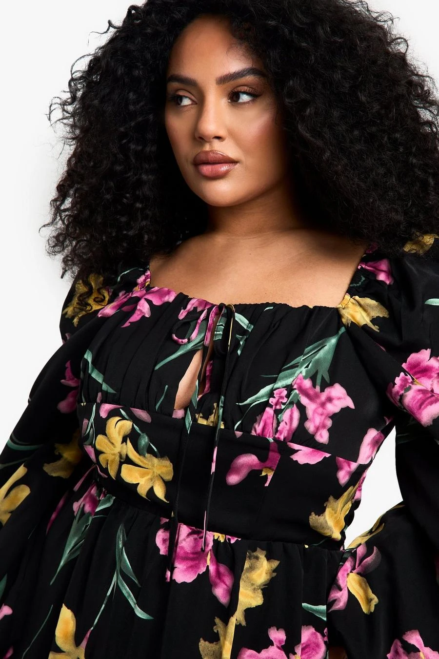BOOHOO Plus Floral Balloon Sleeve Milkmaid Maxi Dress 4 BOOHOO Plus Floral Balloon Sleeve Milkmaid Maxi Dress - Image 4