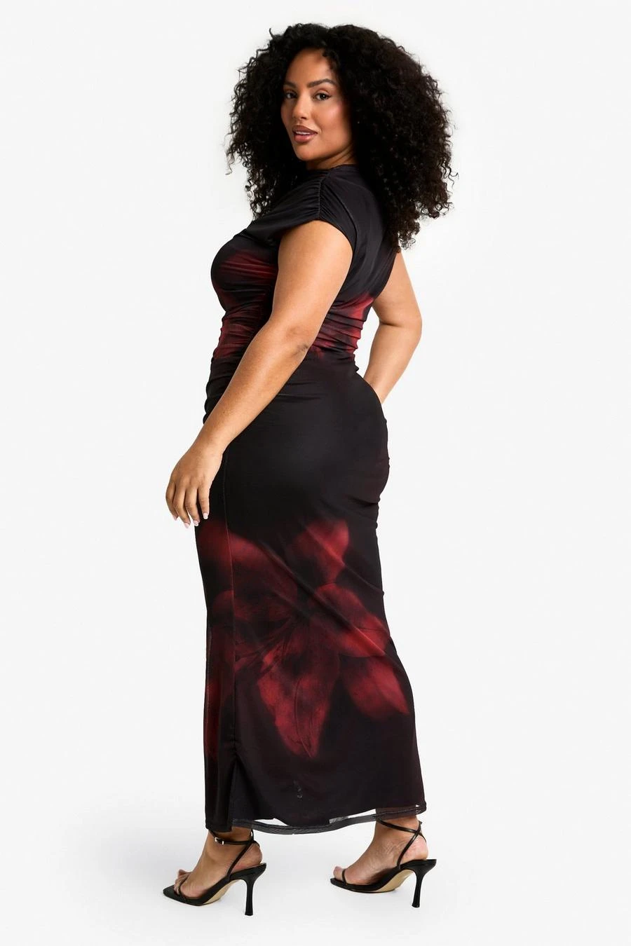 BOOHOO Plus Floral Mesh Rouched Maxi Dress 2 BOOHOO Plus Floral Mesh Rouched Maxi Dress - Image 2