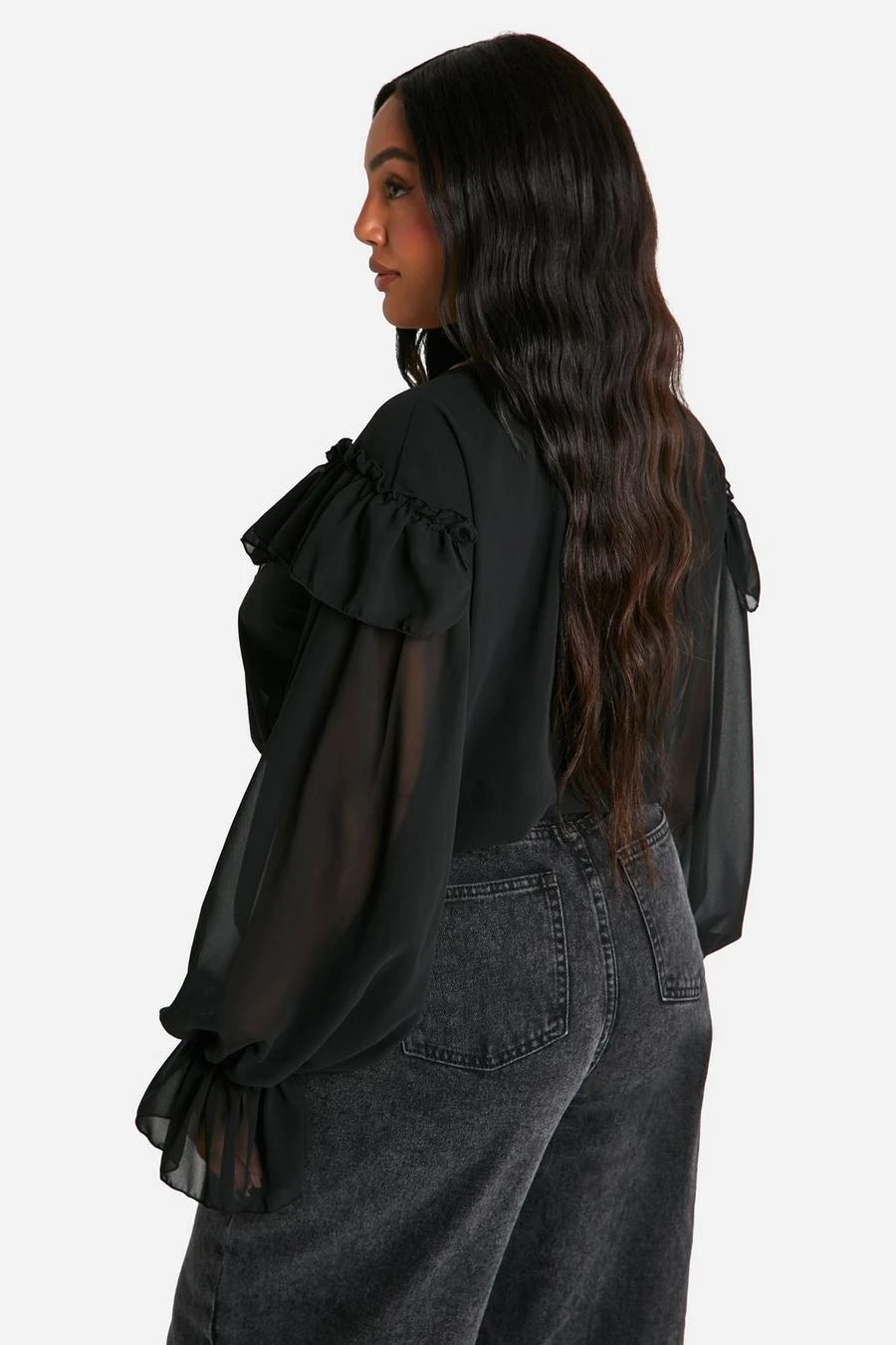 BOOHOO Plus Lace Up Front Ruffle Blouse 2 BOOHOO Plus Lace Up Front Ruffle Blouse - Image 2