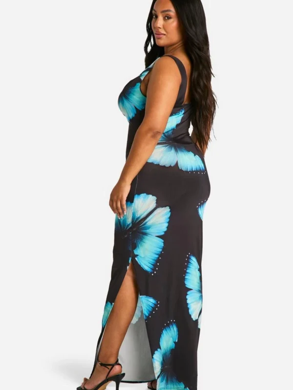 Outlet 2 Outlet -BamBam Fashion Shop female black plus large print slinky cowl maxi 1