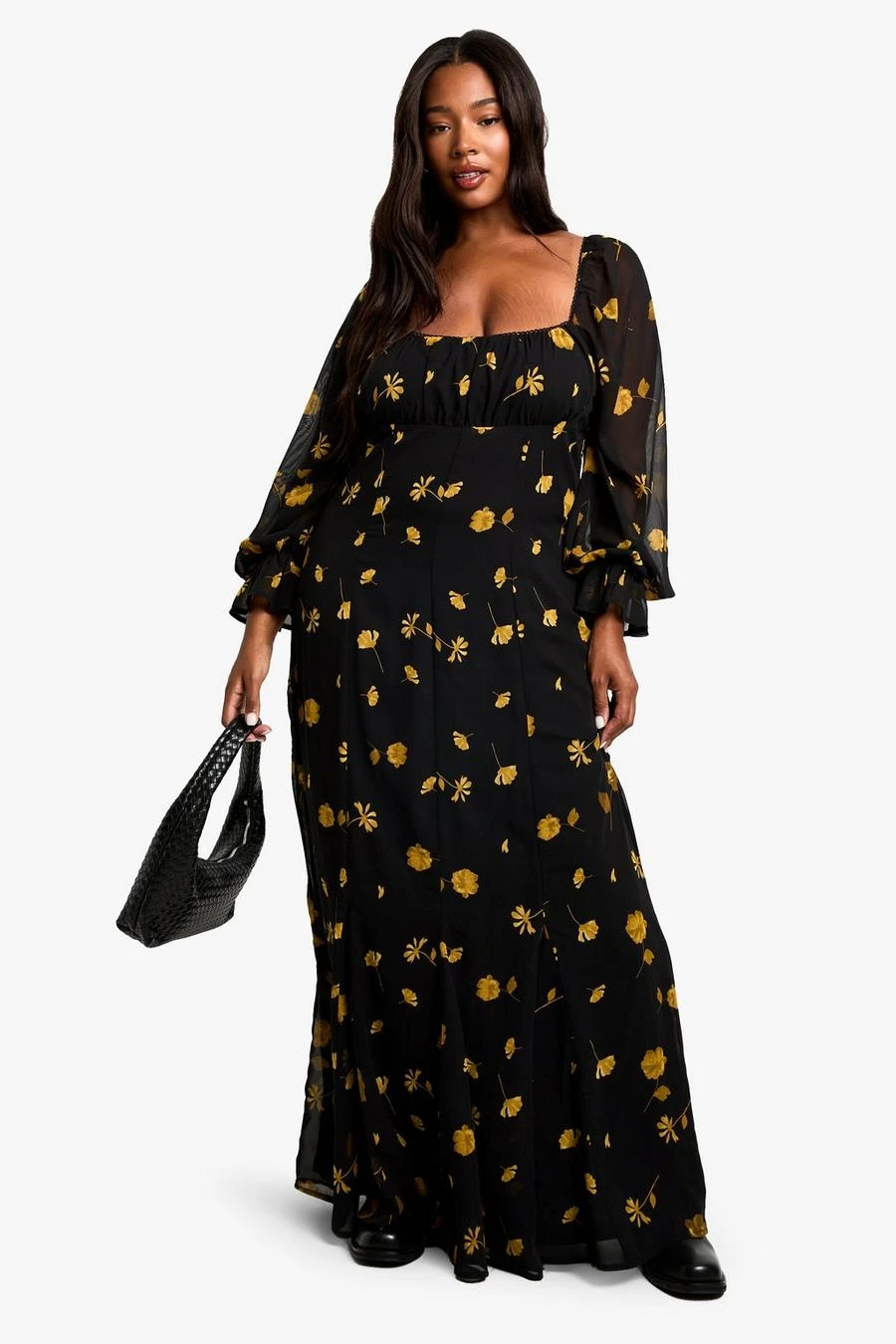 BOOHOO PLUS LONG SLEEVE SMOCK MAXI DRESS 1 BOOHOO PLUS LONG SLEEVE SMOCK MAXI DRESS