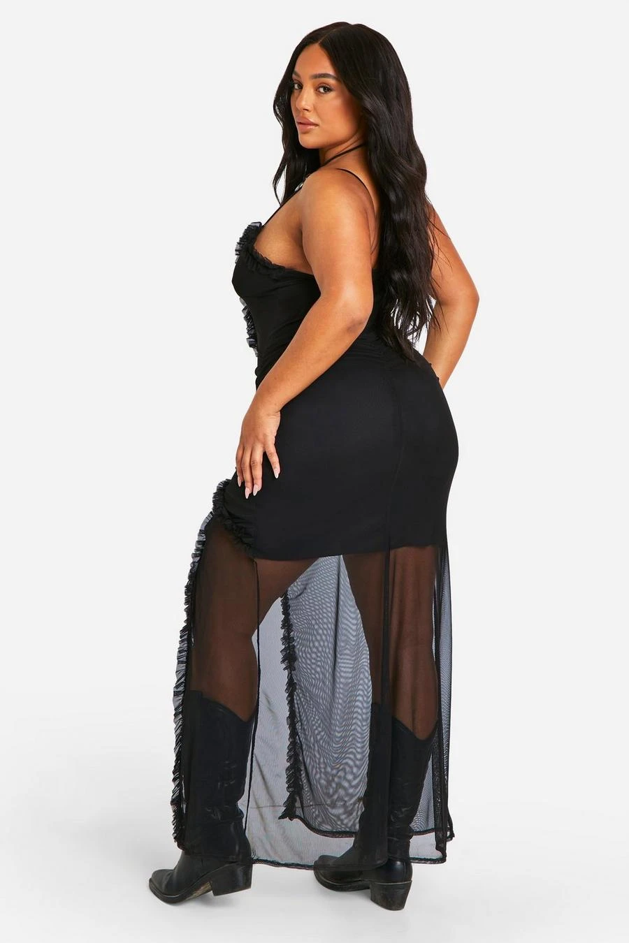 BOOHOO Plus Mesh Cut Out Strappy Maxi Dress 2 BOOHOO Plus Mesh Cut Out Strappy Maxi Dress - Image 2
