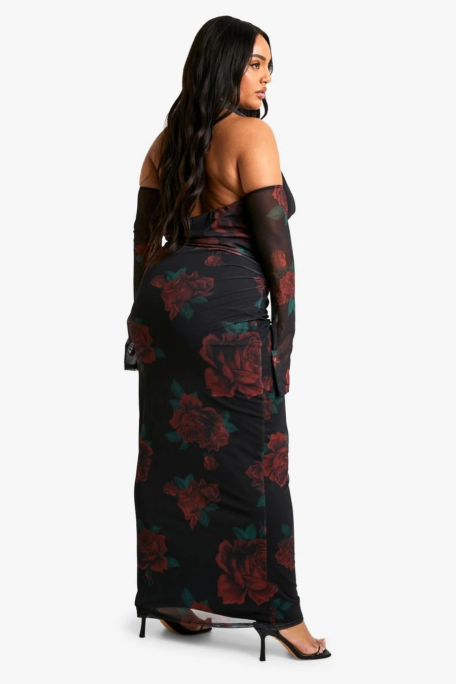 BOOHOO Plus Mesh Printed Cowl Neck Ruched Maxi Dress 2 BOOHOO Plus Mesh Printed Cowl Neck Ruched Maxi Dress - Image 2