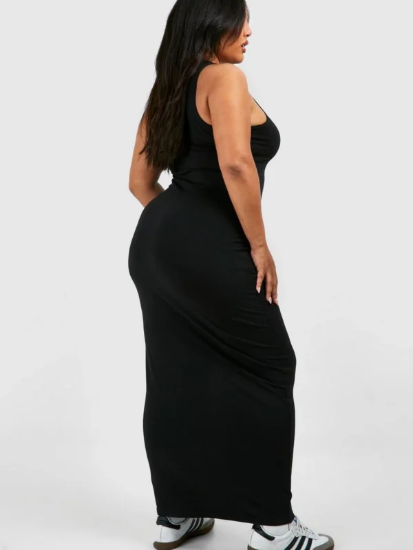 Outlet 11 Outlet -BamBam Fashion Shop female black plus racer neck maxi dress 1