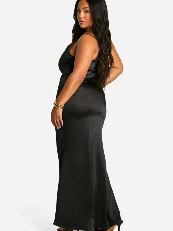 Outlet 11 Outlet -BamBam Fashion Shop female black plus satin cowl neck maxi dress 1