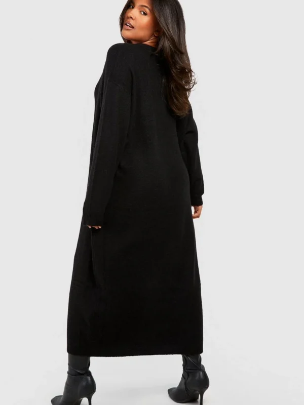 Outlet -BamBam Fashion Shop female black plus slouchy soft knit maxi knitted dress 1