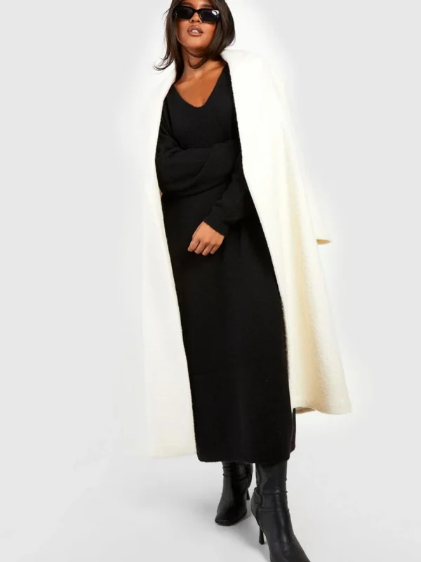 Outlet -BamBam Fashion Shop female black plus slouchy soft knit maxi knitted dress 2