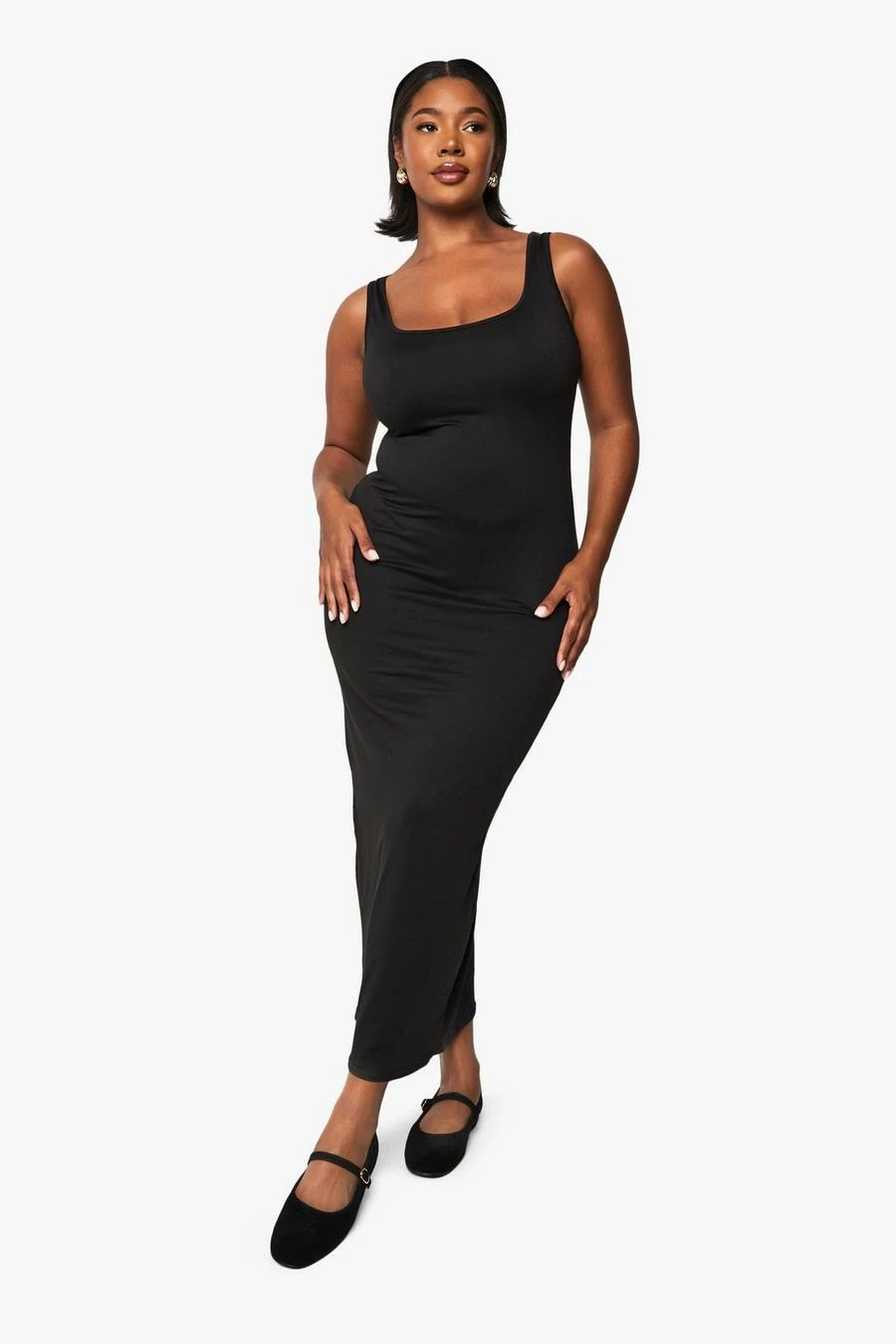 BOOHOO Plus Sqaure Neck Maxi Dress 1 BOOHOO Plus Sqaure Neck Maxi Dress