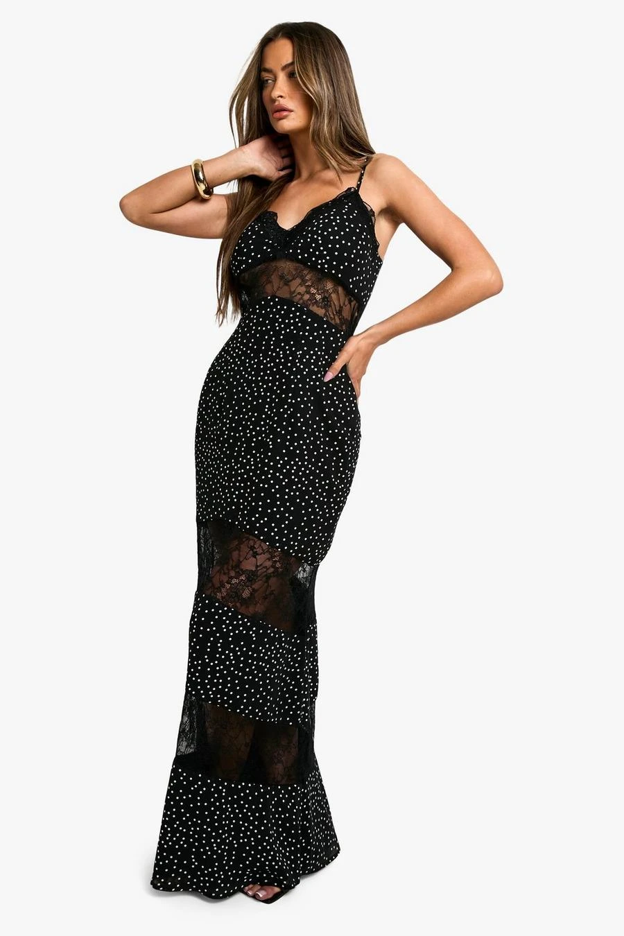 BOOHOO Polka Dot Lace Maxi Dress 3 BOOHOO Polka Dot Lace Maxi Dress - Image 3