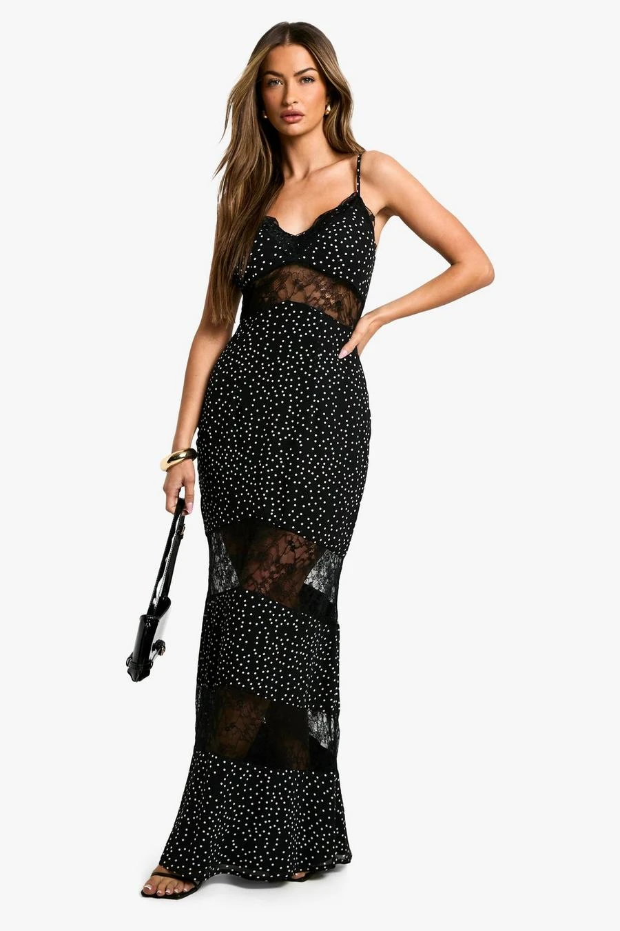 BOOHOO Polka Dot Lace Maxi Dress 1 BOOHOO Polka Dot Lace Maxi Dress
