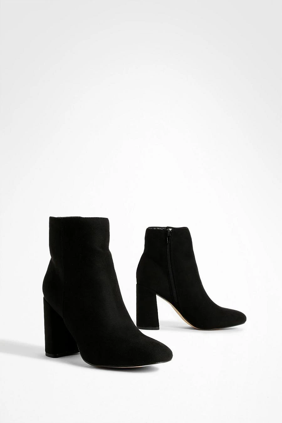 BOOHOO Round Toe Block Heel Faux Suede Ankle Boots 1 BOOHOO Round Toe Block Heel Faux Suede Ankle Boots