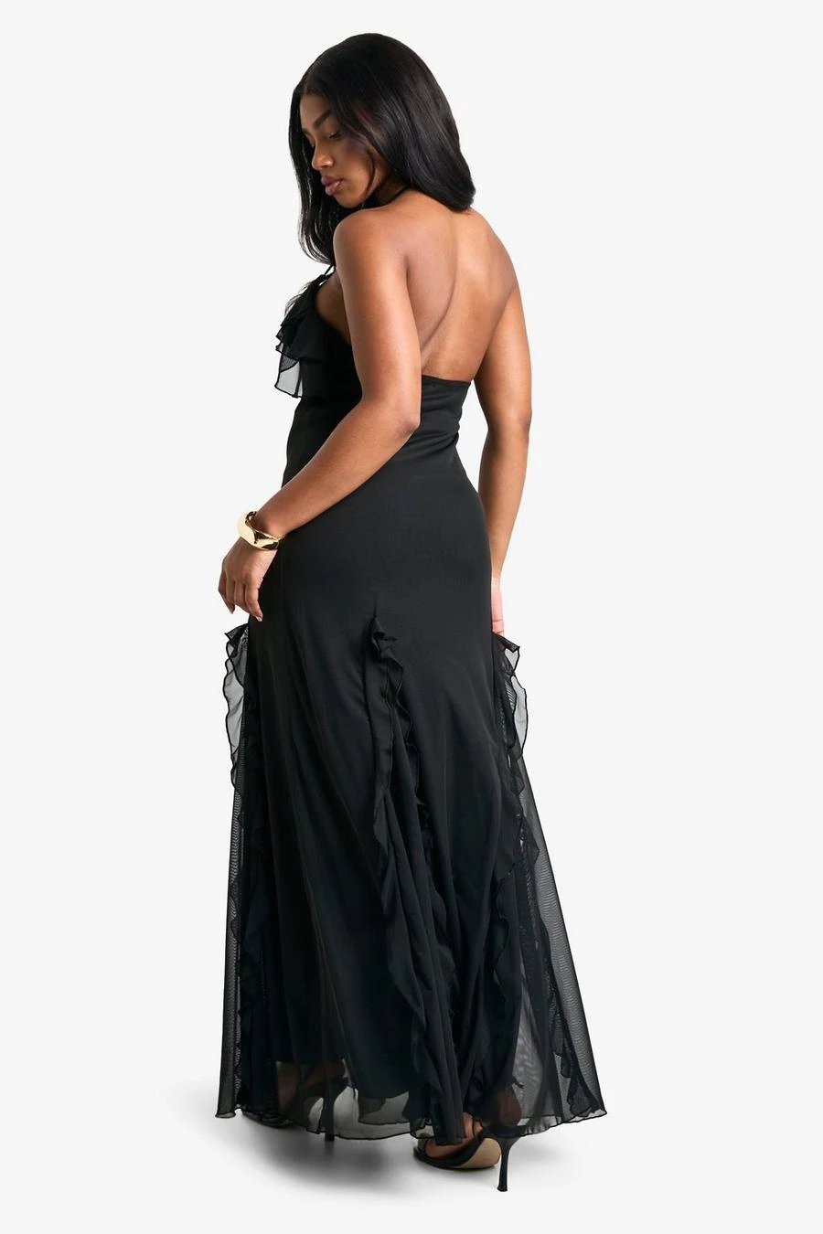 BOOHOO Ruffle Halter Neck Fit And Flare Maxi Dress 2 BOOHOO Ruffle Halter Neck Fit And Flare Maxi Dress - Image 2