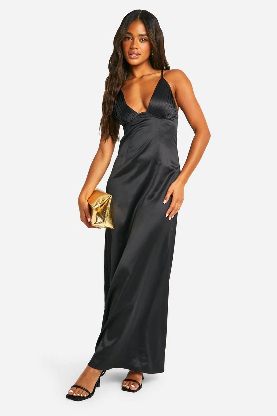 BOOHOO Satin Ruched Cup Maxi Dress 3 BOOHOO Satin Ruched Cup Maxi Dress - Image 3