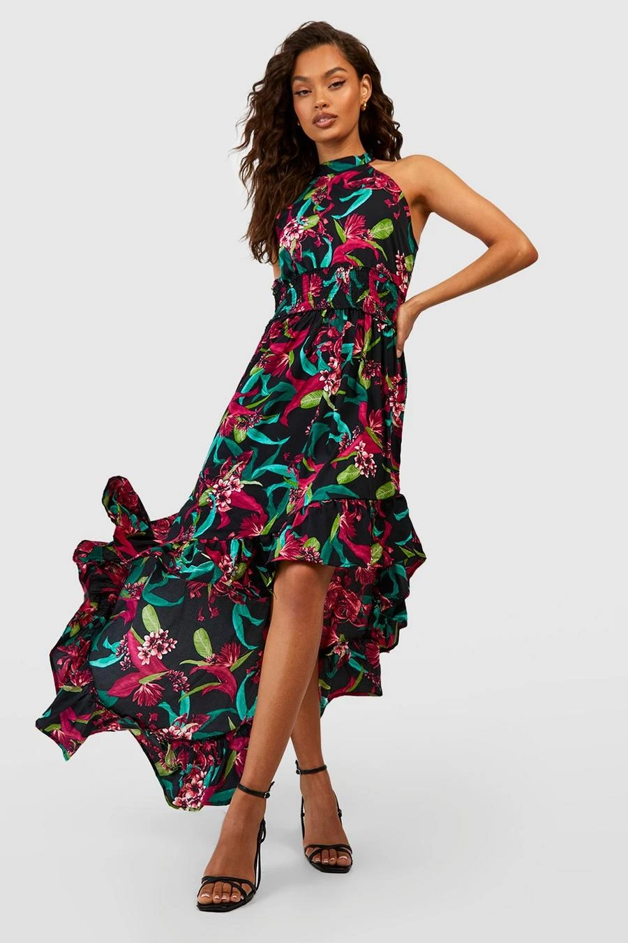 BOOHOO Shirred Floral Maxi Dress 3 BOOHOO Shirred Floral Maxi Dress - Image 3