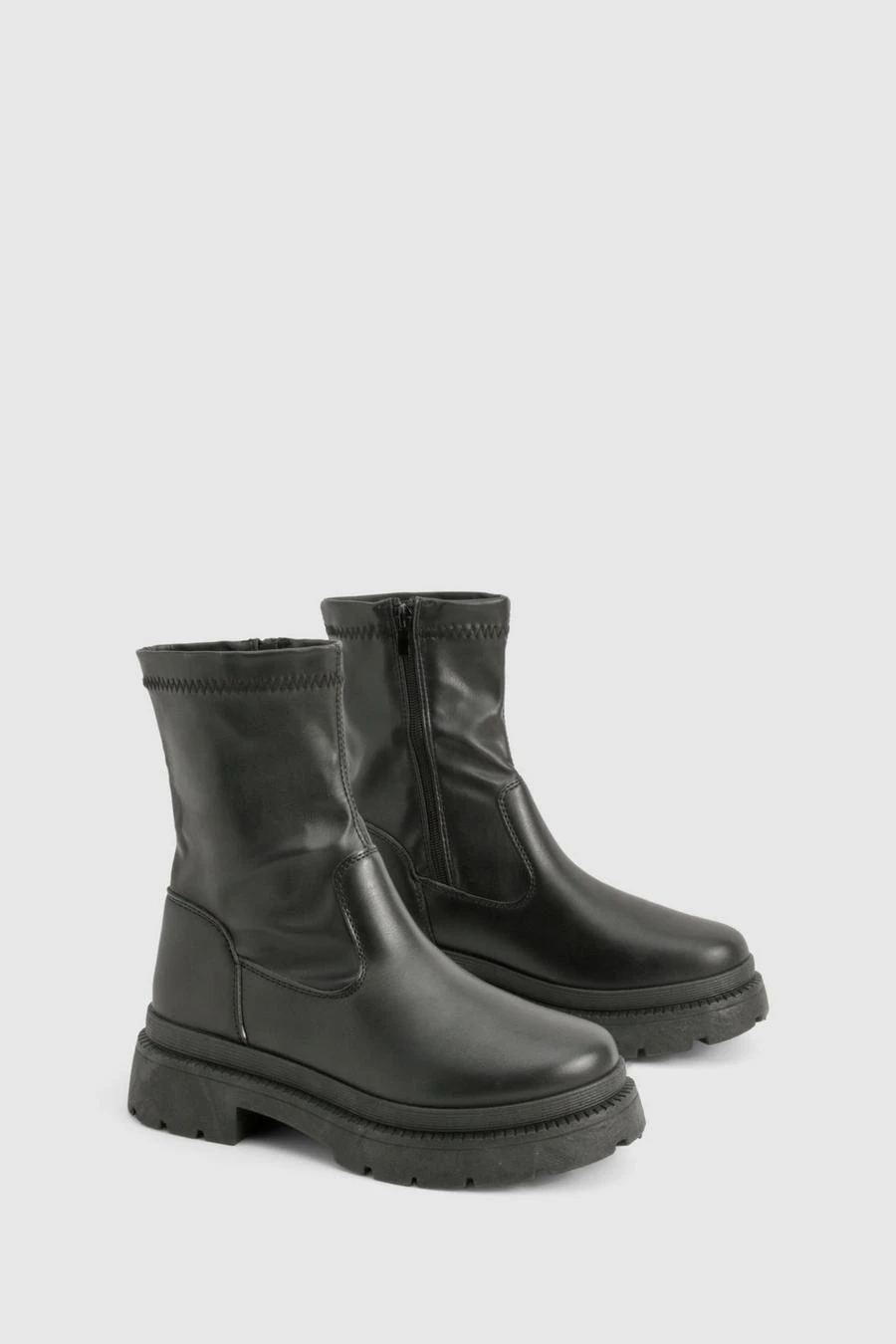 BOOHOO Sock Detail Chunky Ankle Boot 2 BOOHOO Sock Detail Chunky Ankle Boot - Image 2