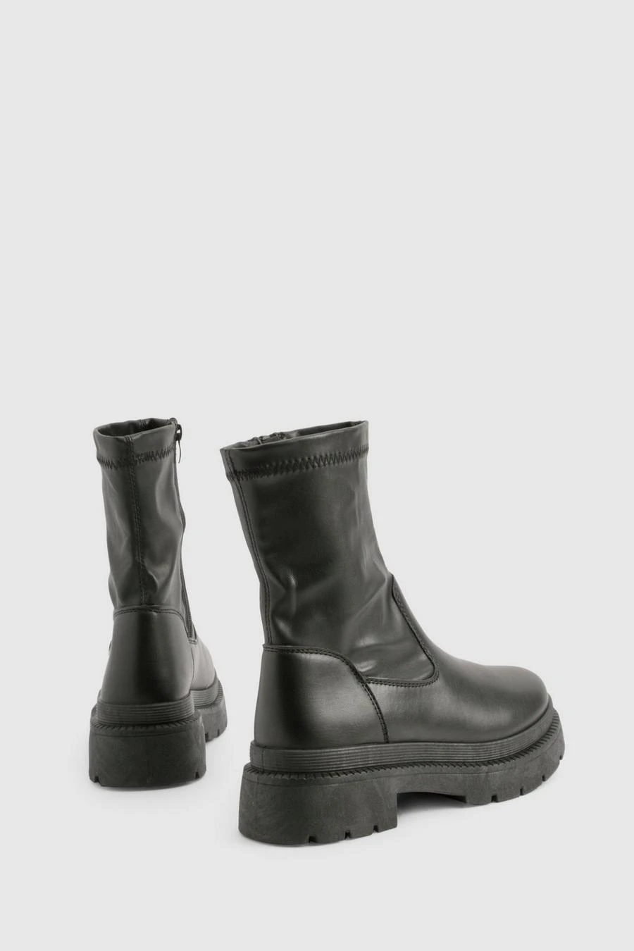 BOOHOO Sock Detail Chunky Ankle Boot 4 BOOHOO Sock Detail Chunky Ankle Boot - Image 4