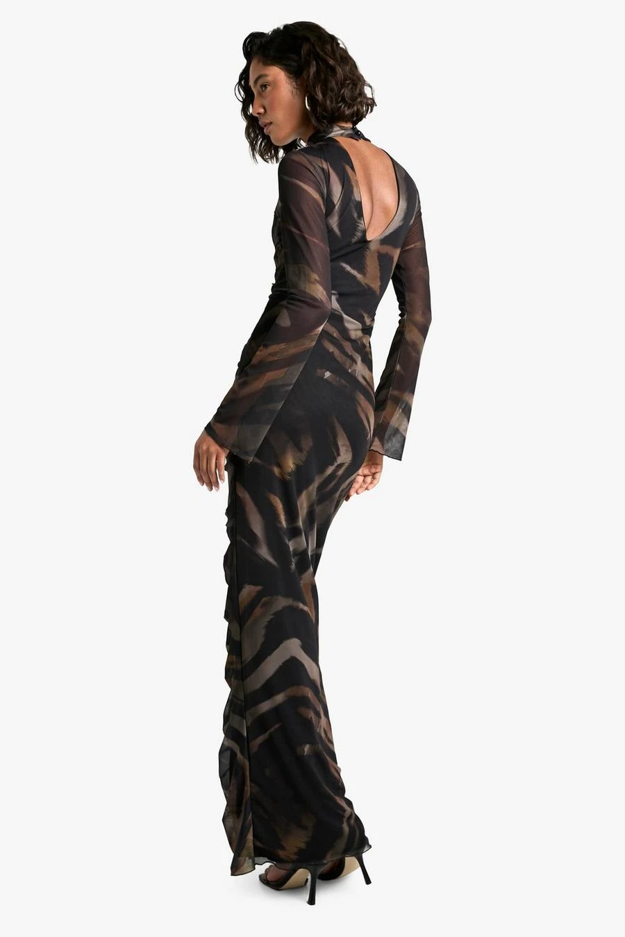 BOOHOO Tall Abstract Ruched Mesh MaxiDress 2 BOOHOO Tall Abstract Ruched Mesh MaxiDress - Image 2
