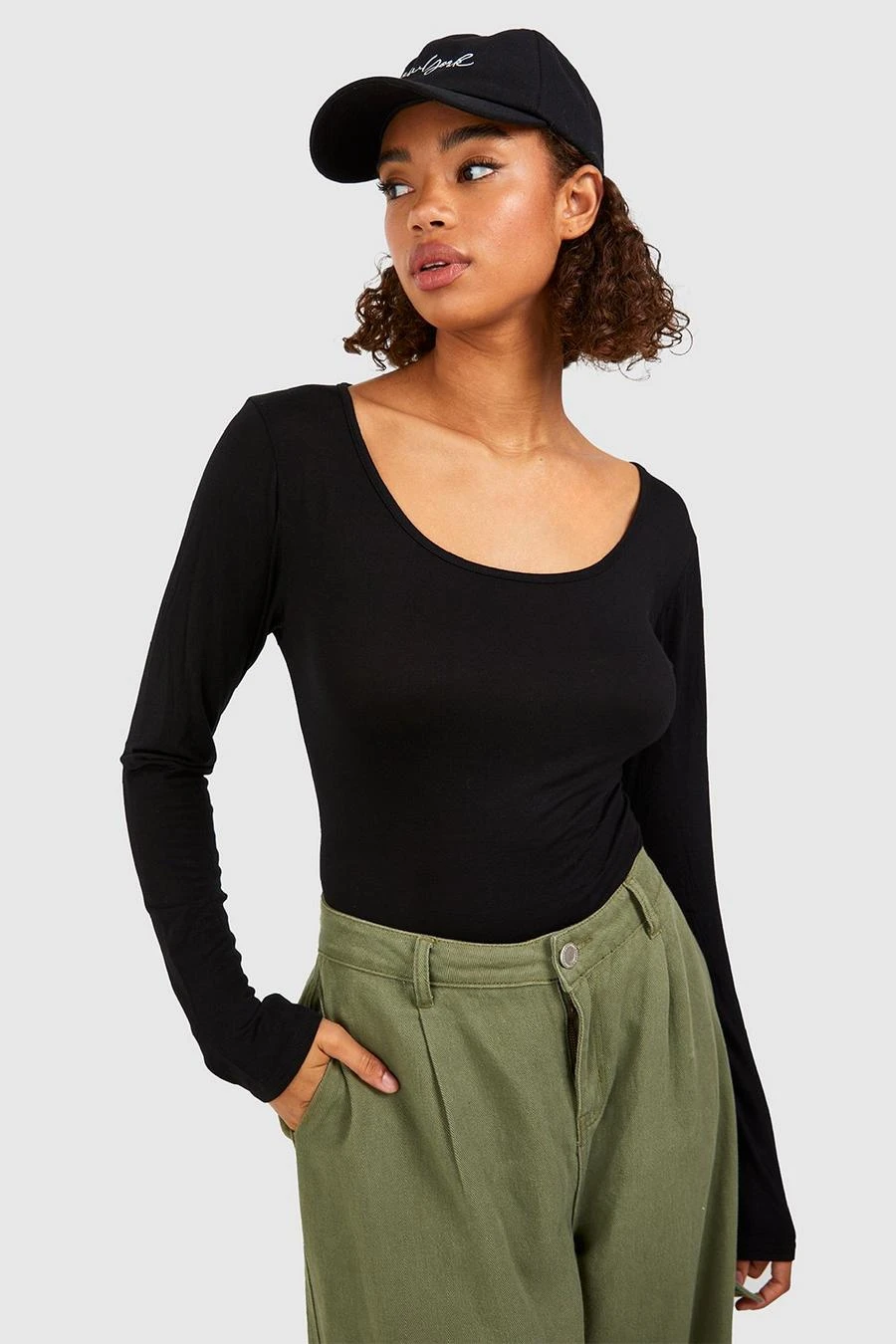 BOOHOO Black Tall Long Sleeve Basic Bodysuit 3 BOOHOO Black Tall Long Sleeve Basic Bodysuit - Image 3