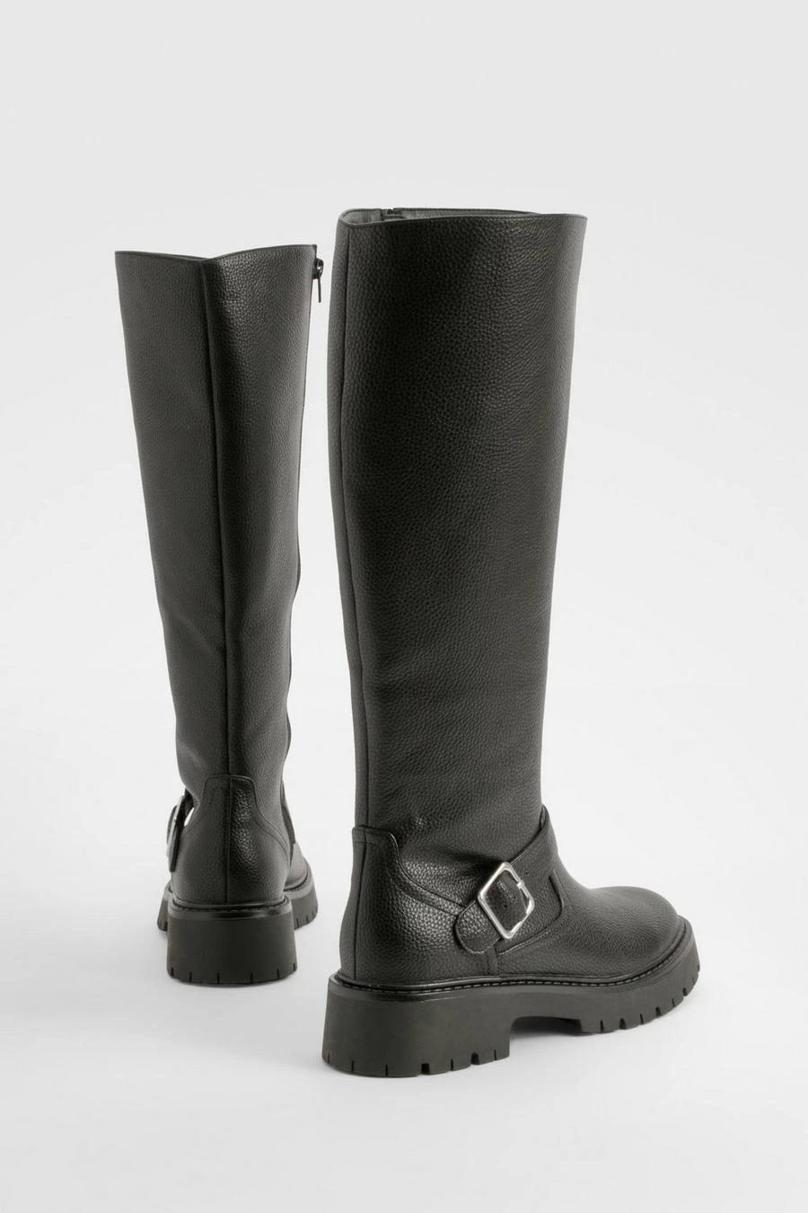 BOOHOO Textured Buckle Detail Chunky Knee High Boot 3 BOOHOO Textured Buckle Detail Chunky Knee High Boot - Image 3