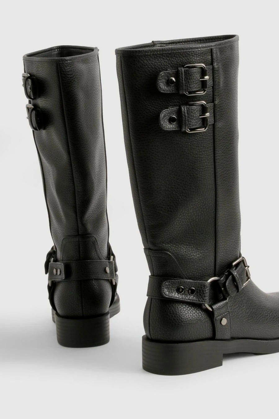 BOOHOO Textured Leather Look Biker Buckle Detail Boots 4 BOOHOO Textured Leather Look Biker Buckle Detail Boots - Image 4