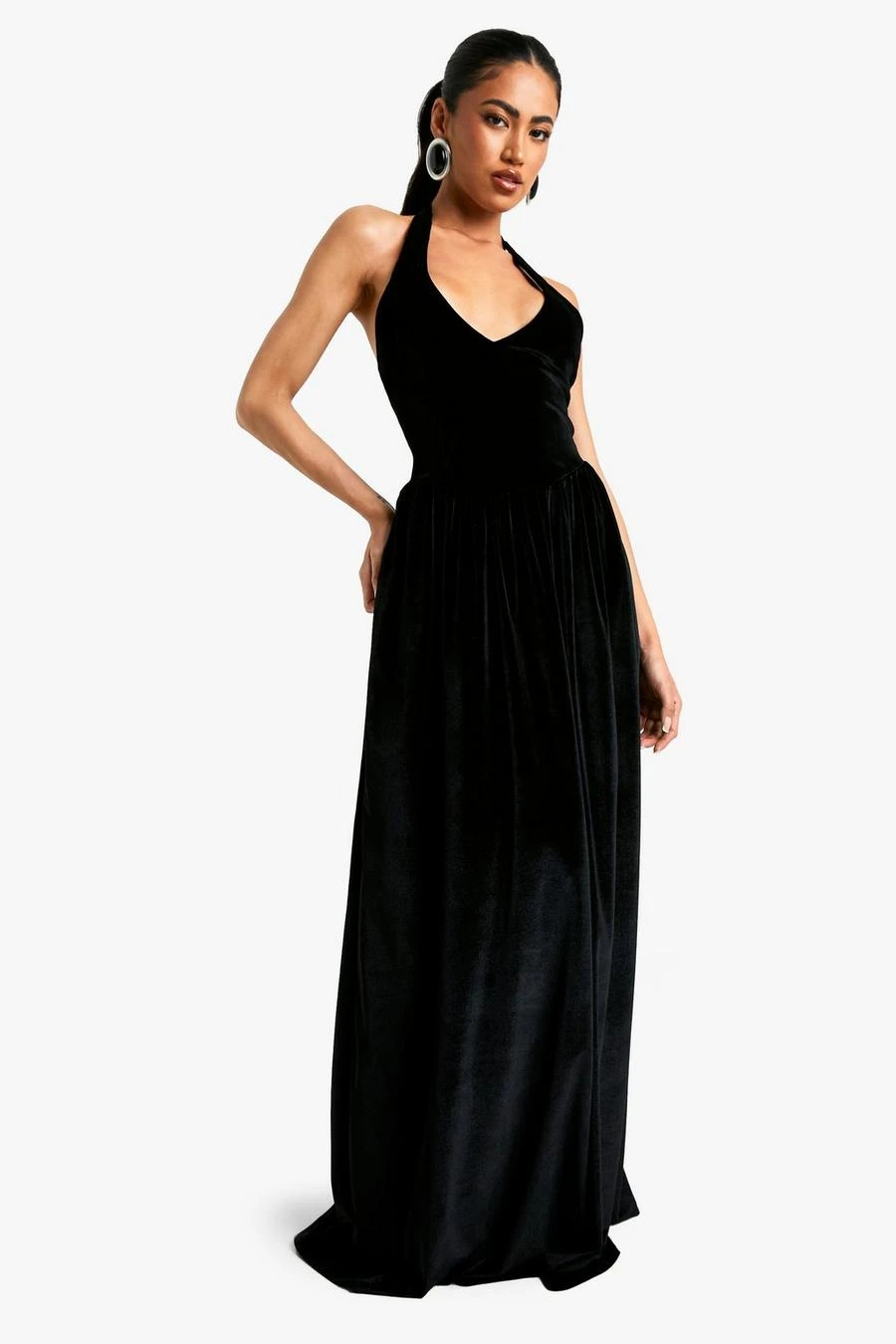 BOOHOO Velvet Milkmaid Scoop Neck Maxi Dress 3 BOOHOO Velvet Milkmaid Scoop Neck Maxi Dress - Image 3