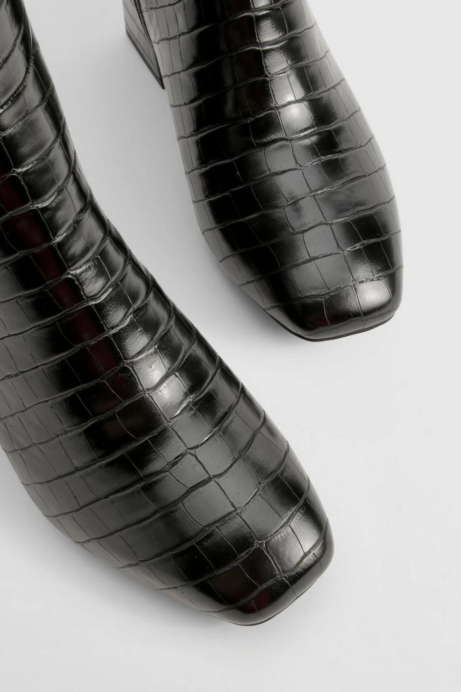 BOOHOO Wide Fit Croc Block Knee High Boots 4 BOOHOO Wide Fit Croc Block Knee High Boots - Image 4
