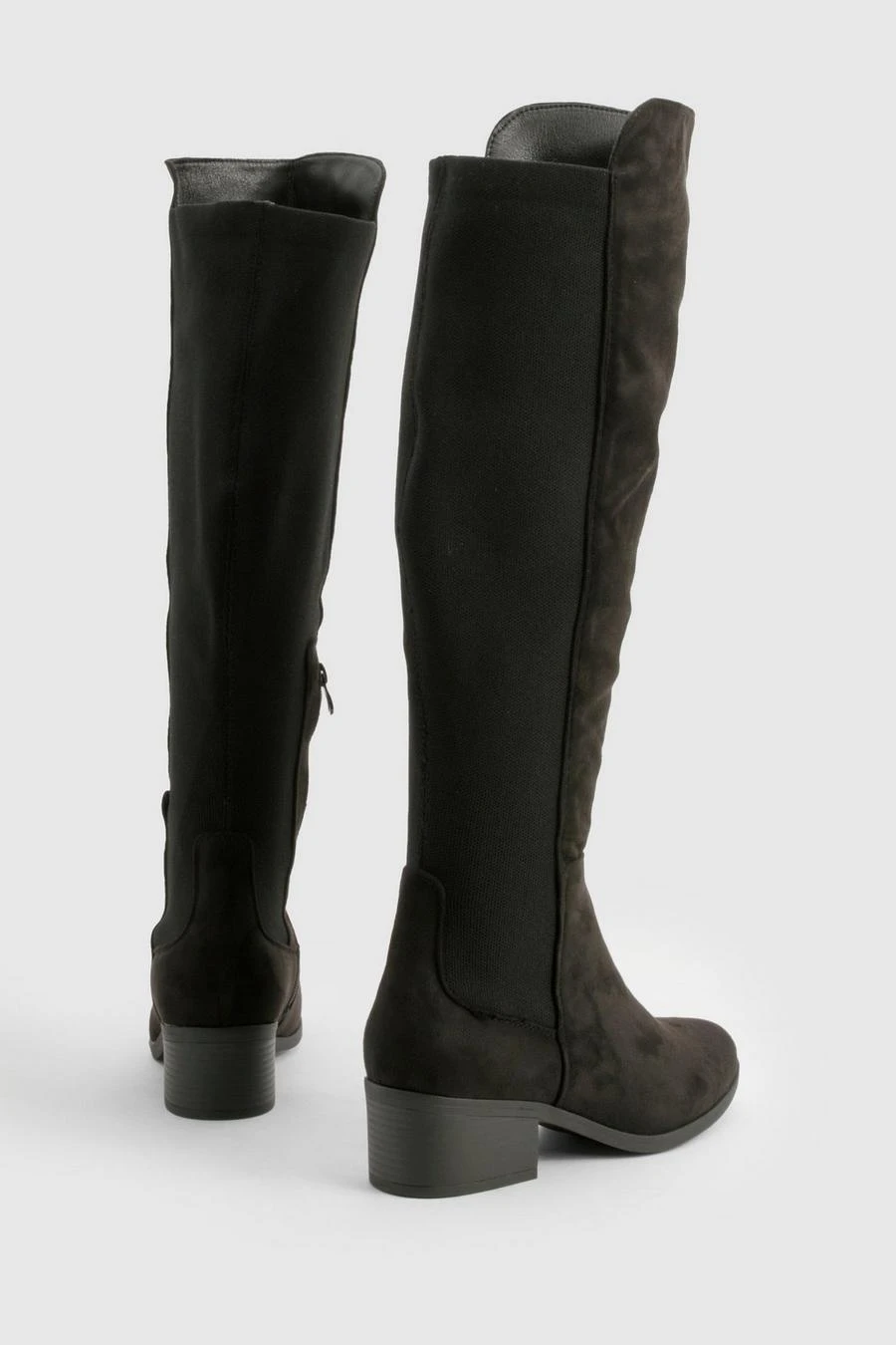 BOOHOO Wide Fit Elastic Panel Detail Knee High Boots 4 BOOHOO Wide Fit Elastic Panel Detail Knee High Boots - Image 4