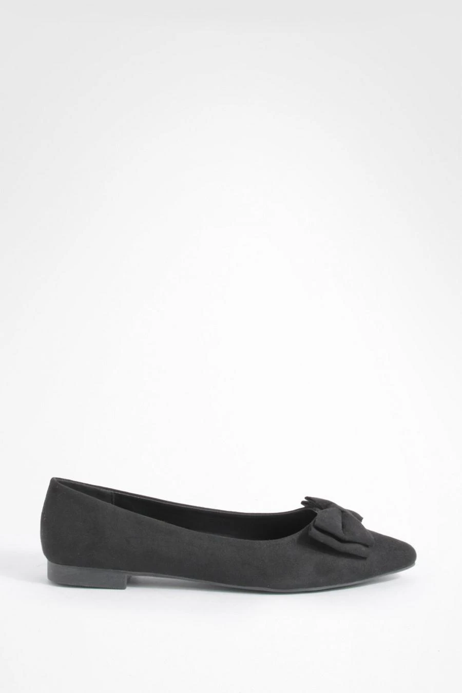 BOOHOO Wide Fit Faux Suede Bow Detail Pointed Flats 2 BOOHOO Wide Fit Faux Suede Bow Detail Pointed Flats - Image 2