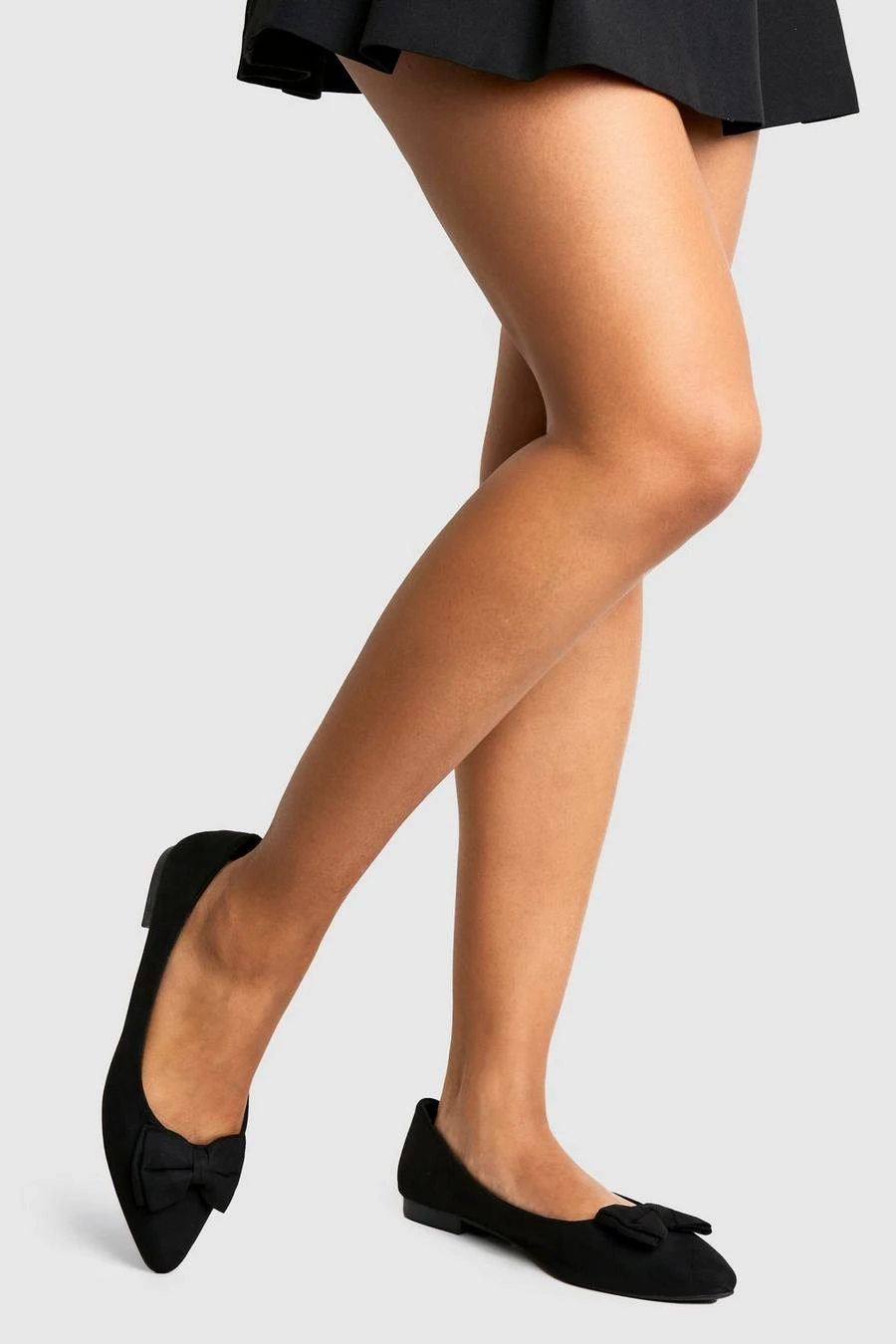 BOOHOO Wide Fit Faux Suede Bow Detail Pointed Flats 1 BOOHOO Wide Fit Faux Suede Bow Detail Pointed Flats