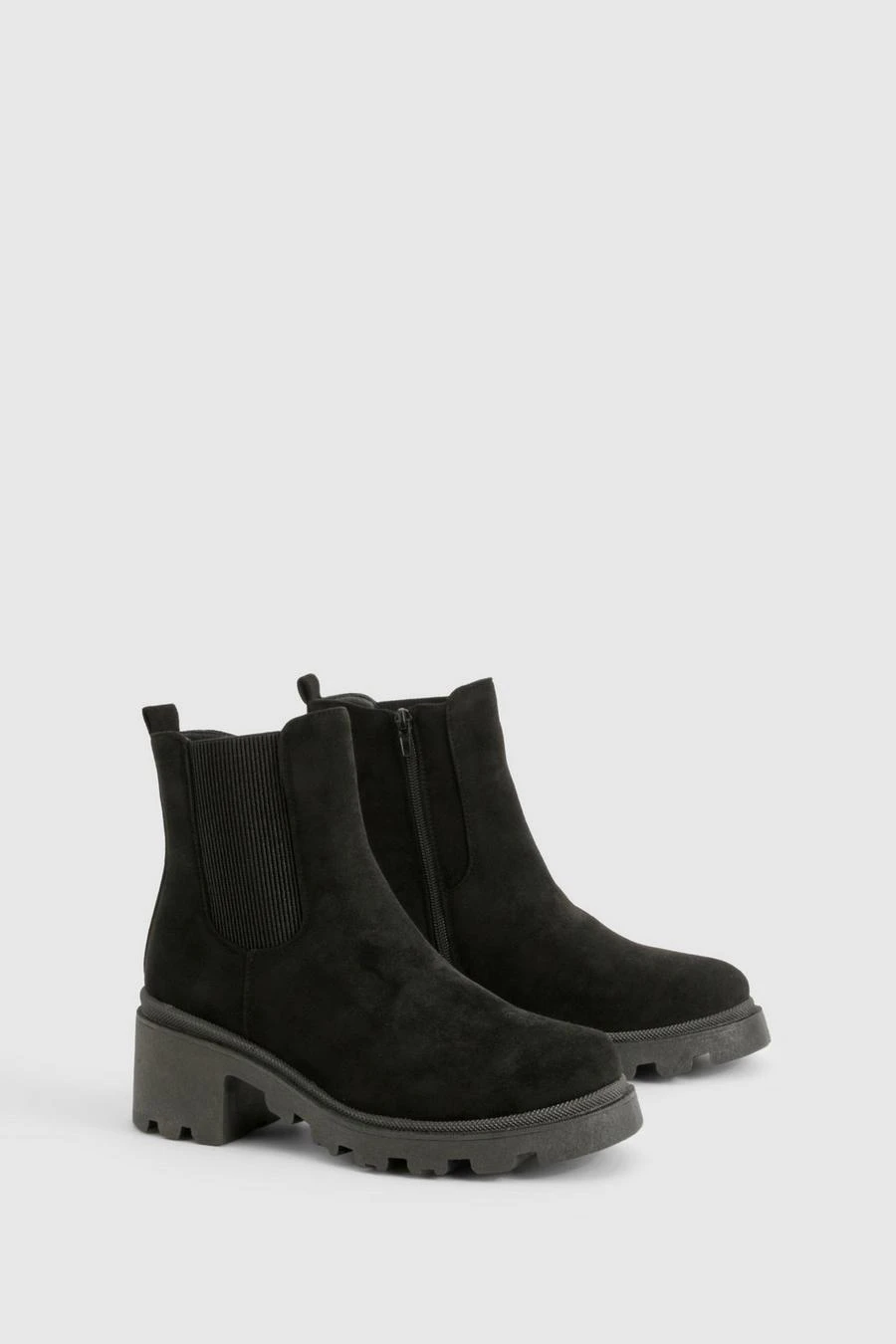 BOOHOO Wide Fit Faux Suede Low Block Chelsea Boots 2 BOOHOO Wide Fit Faux Suede Low Block Chelsea Boots - Image 2