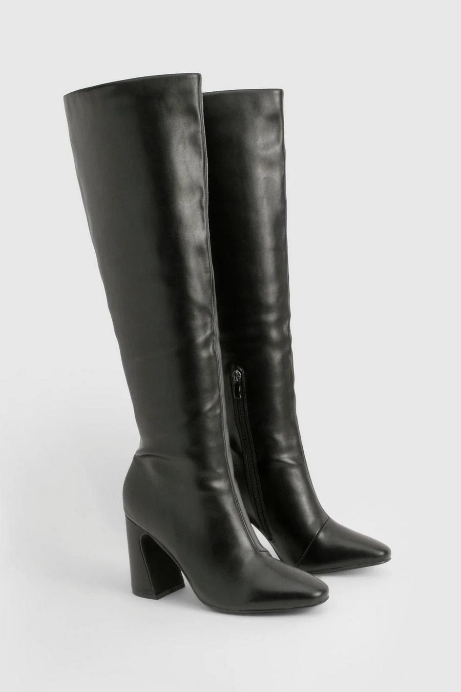 BOOHOO Wide Fit Flared Heel Knee High Boots 2 BOOHOO Wide Fit Flared Heel Knee High Boots - Image 2