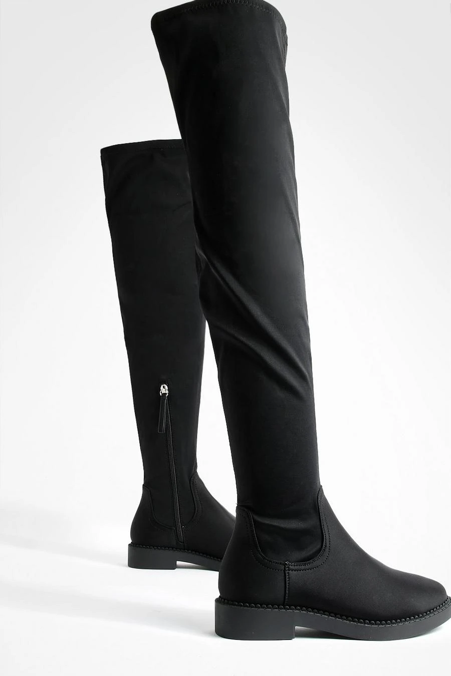 BOOHOO Wide Fit Flat Stretch Over The Knee Boots 3 BOOHOO Wide Fit Flat Stretch Over The Knee Boots - Image 3