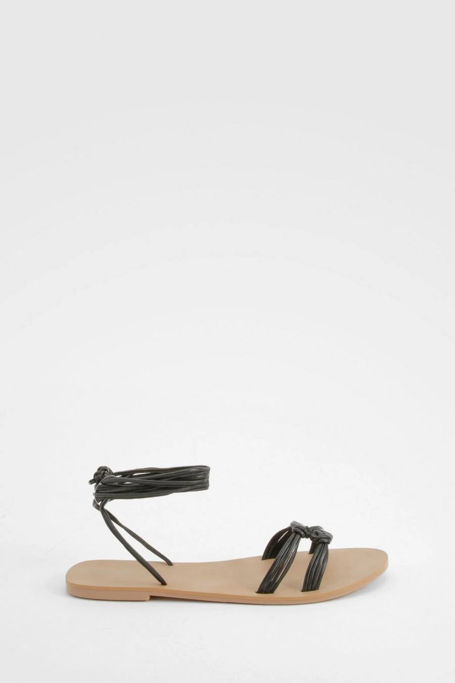 BOOHOO Wide Fit Leather Ring Wrap Up Sandals 2 BOOHOO Wide Fit Leather Ring Wrap Up Sandals - Image 2