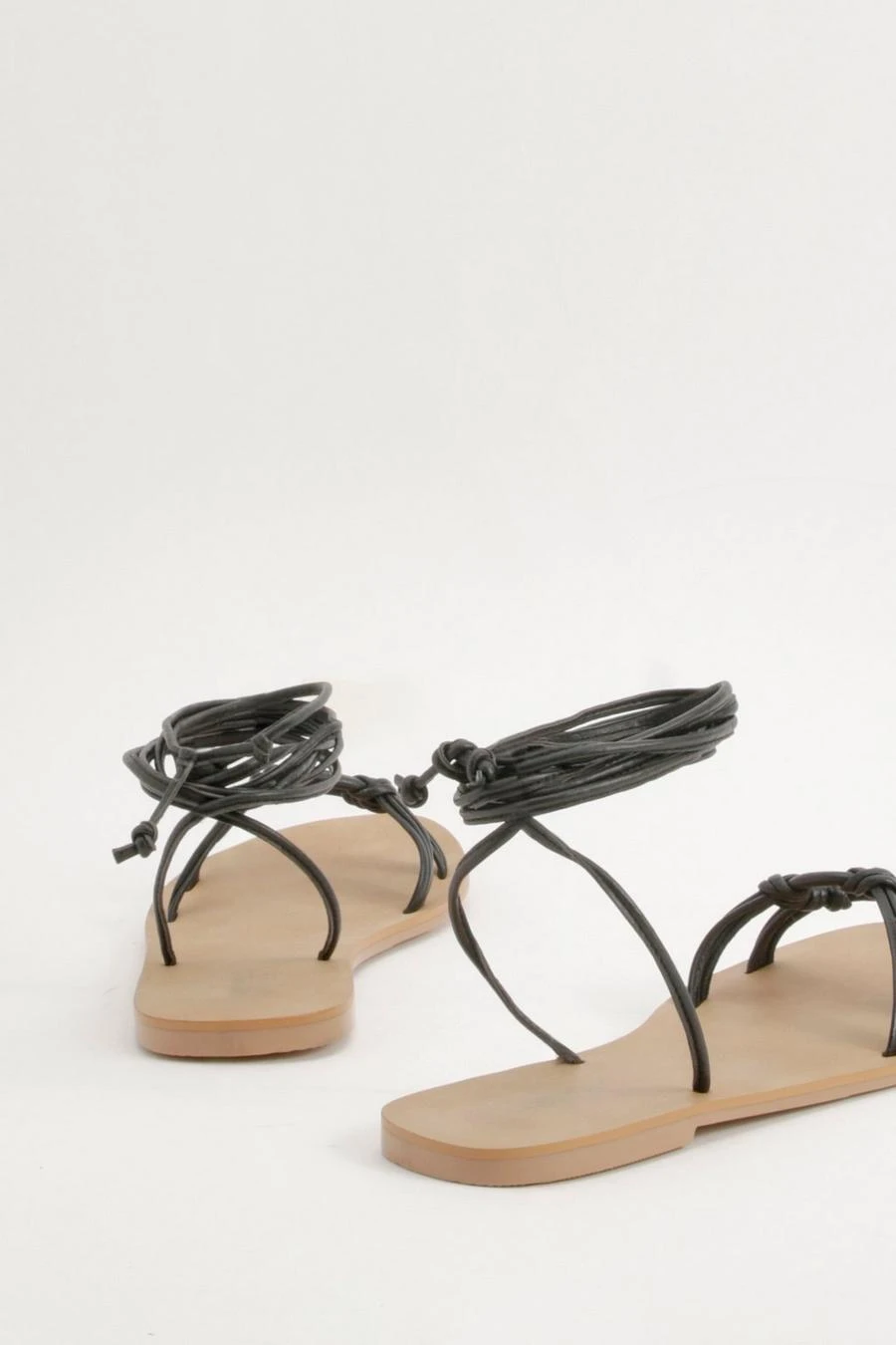 BOOHOO Wide Fit Leather Ring Wrap Up Sandals 3 BOOHOO Wide Fit Leather Ring Wrap Up Sandals - Image 3