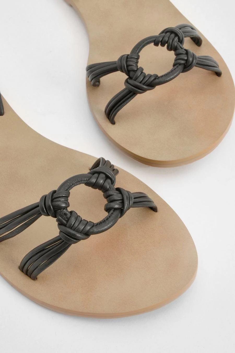 BOOHOO Wide Fit Leather Ring Wrap Up Sandals 4 BOOHOO Wide Fit Leather Ring Wrap Up Sandals - Image 4