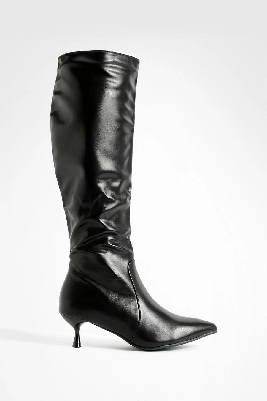BOOHOO Wide Fit Low Heel Pointed Toe Knee High Boots 2 BOOHOO Wide Fit Low Heel Pointed Toe Knee High Boots - Image 2