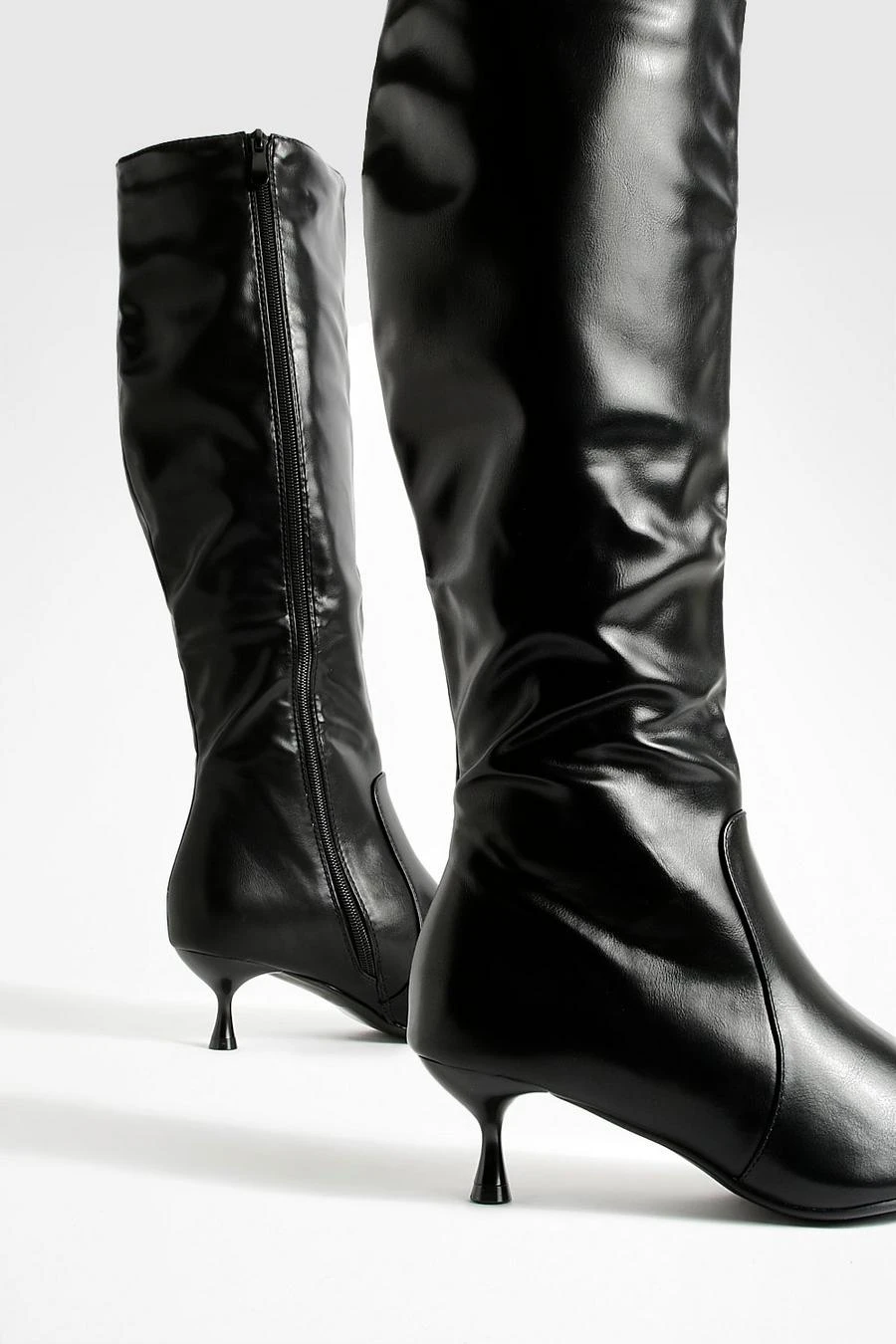 BOOHOO Wide Fit Low Heel Pointed Toe Knee High Boots 3 BOOHOO Wide Fit Low Heel Pointed Toe Knee High Boots - Image 3