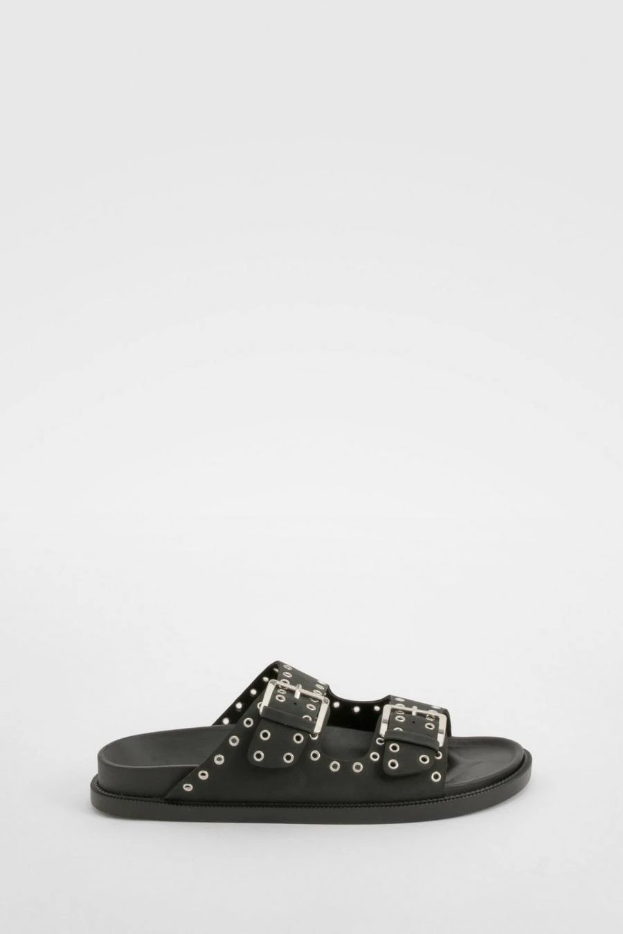 BOOHOO Wide Fit Stud Detail Double Strap Buckle Sliders 2 BOOHOO Wide Fit Stud Detail Double Strap Buckle Sliders - Image 2
