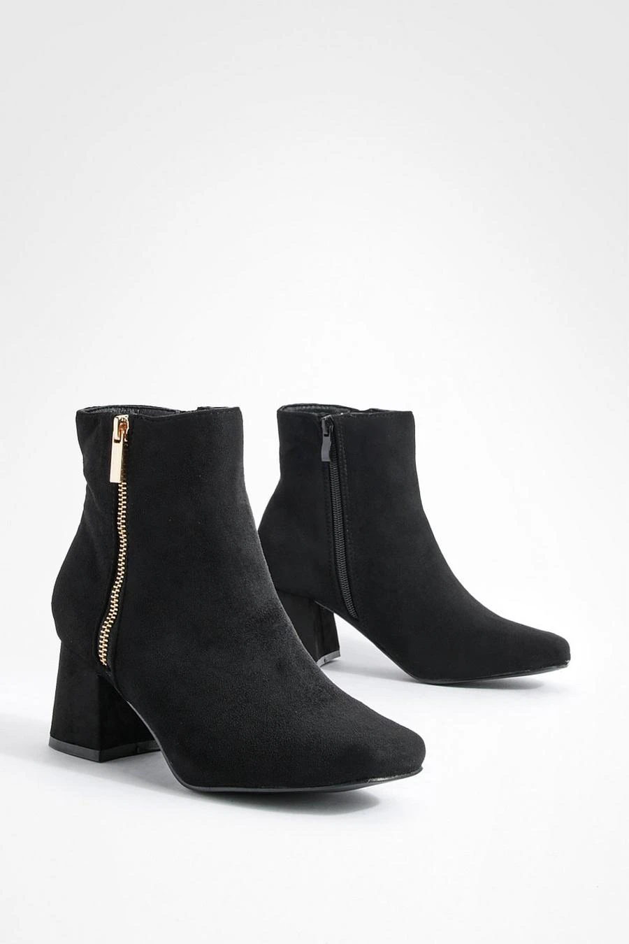 BOOHOO Wide Fit Zip Detail Block Heel Ankle Boots 2 BOOHOO Wide Fit Zip Detail Block Heel Ankle Boots - Image 2