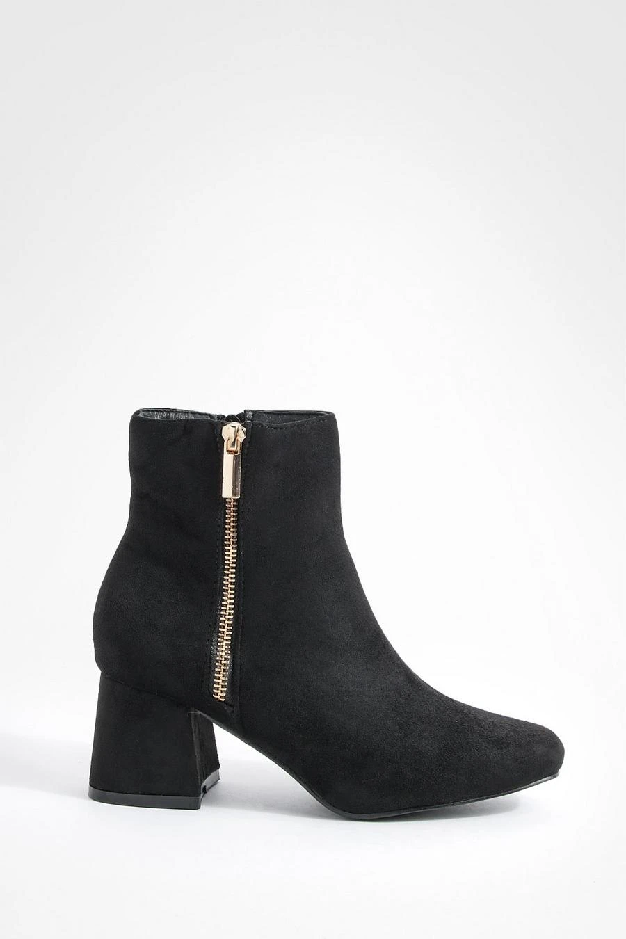 BOOHOO Wide Fit Zip Detail Block Heel Ankle Boots 3 BOOHOO Wide Fit Zip Detail Block Heel Ankle Boots - Image 3