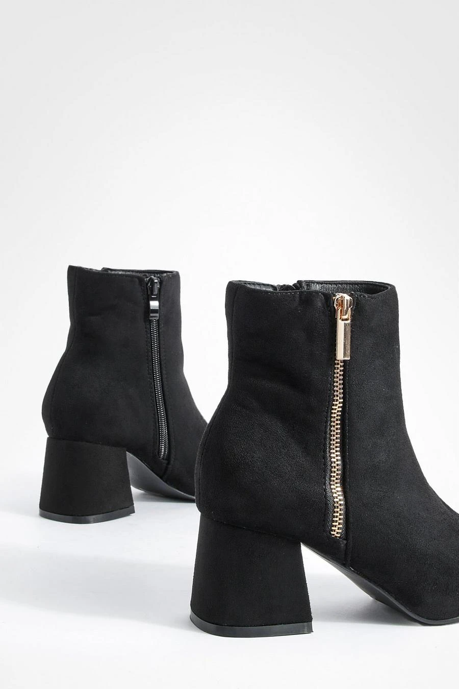 BOOHOO Wide Fit Zip Detail Block Heel Ankle Boots 4 BOOHOO Wide Fit Zip Detail Block Heel Ankle Boots - Image 4