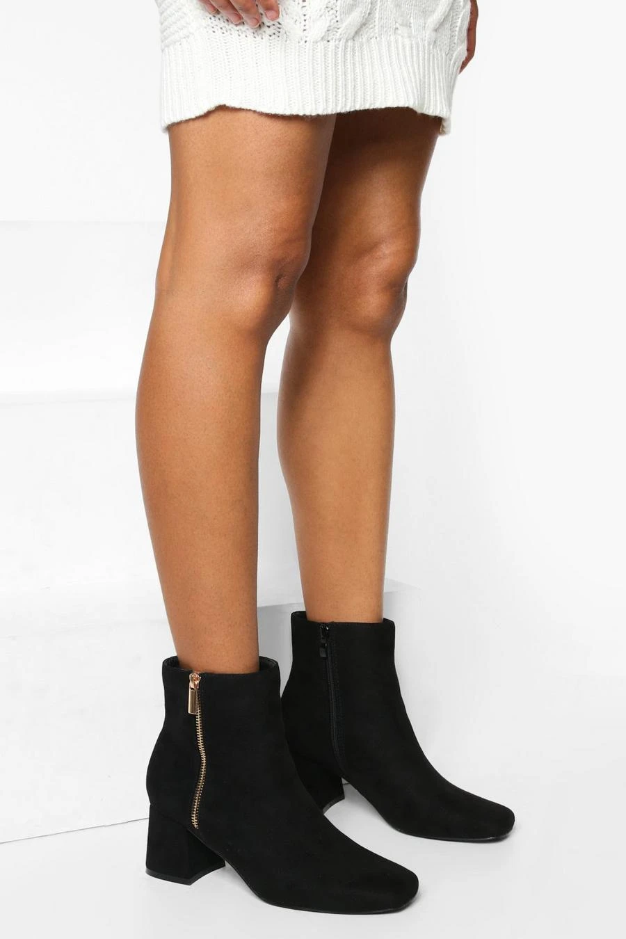 BOOHOO Wide Fit Zip Detail Block Heel Ankle Boots 1 BOOHOO Wide Fit Zip Detail Block Heel Ankle Boots