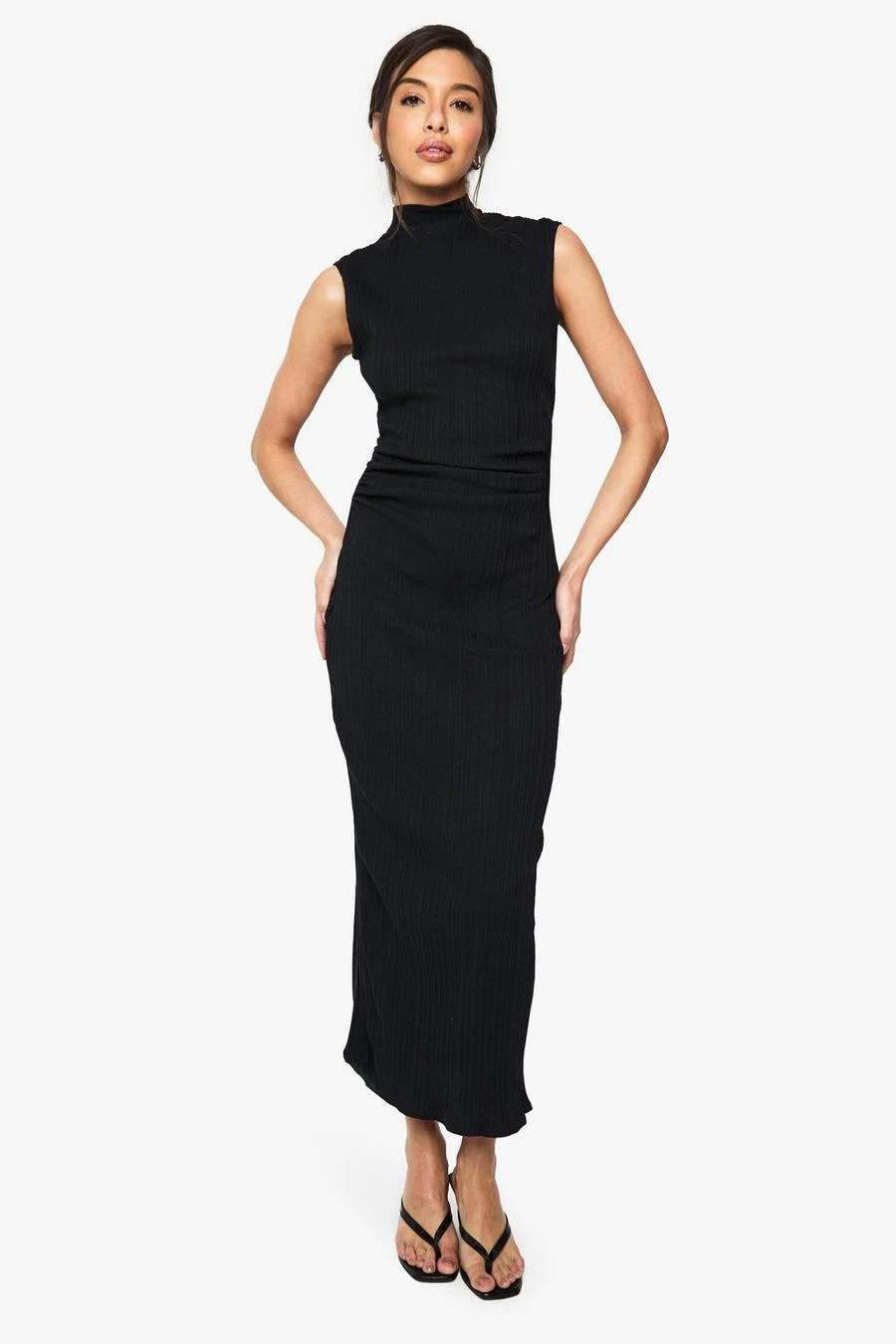 BOOHOO Wide Rib High Neck Colloum Maxi Dress 3 BOOHOO Wide Rib High Neck Colloum Maxi Dress - Image 3