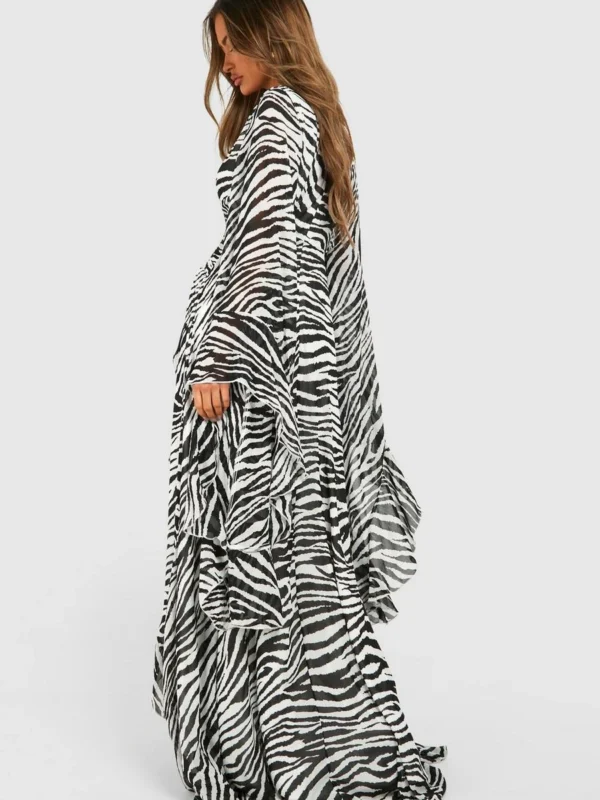 Outlet 2 Outlet -BamBam Fashion Shop female black zebra chiffon print cut out maxi dress 1