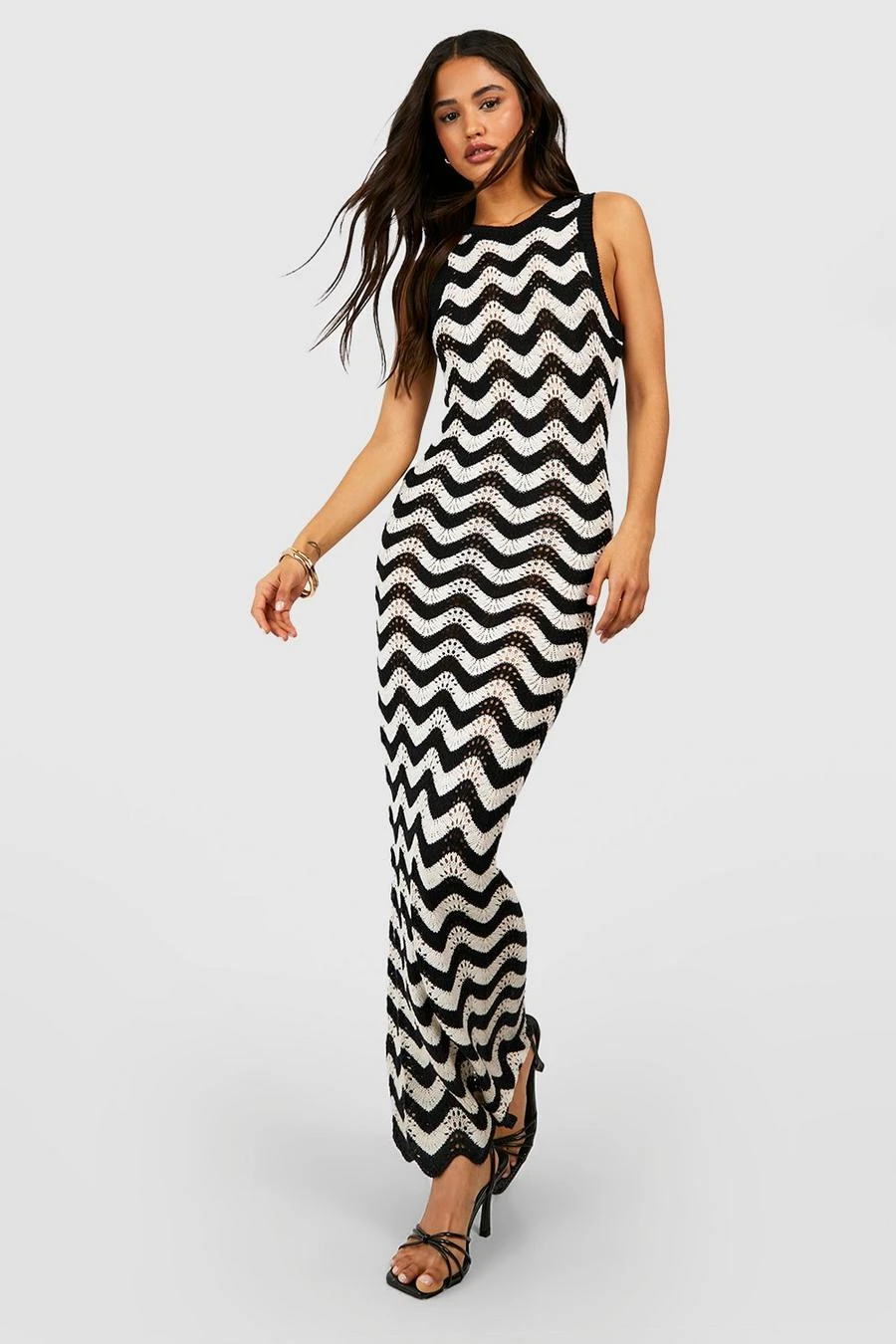 BOOHOO Zig Zag Crochet Maxi Dress 3 BOOHOO Zig Zag Crochet Maxi Dress - Image 3