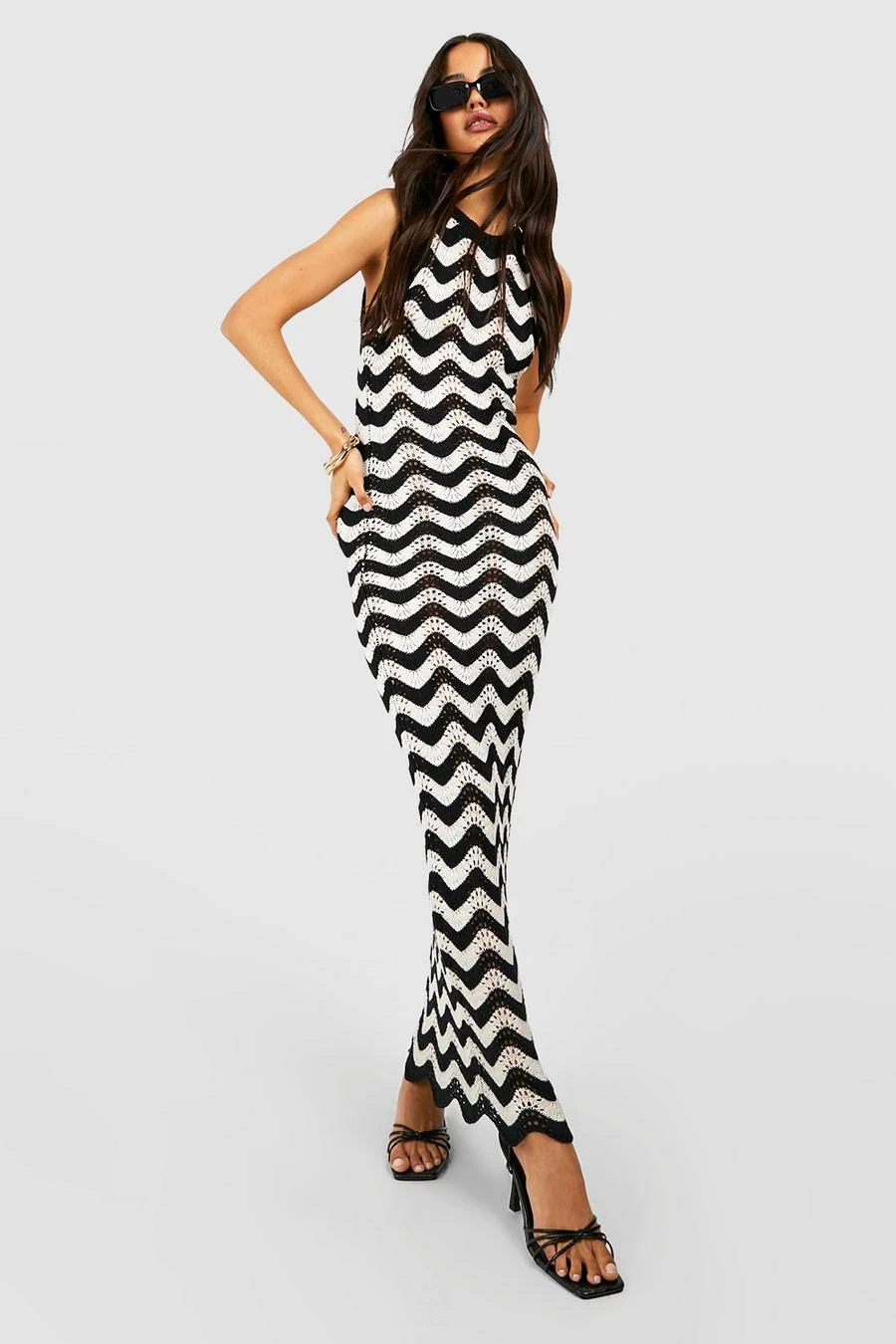 BOOHOO Zig Zag Crochet Maxi Dress 1 BOOHOO Zig Zag Crochet Maxi Dress
